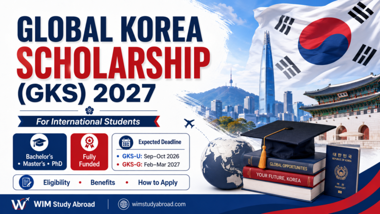 Global Korea Scholarship GKS 2027 for international students with Bachelor's, Master's and PhD study options