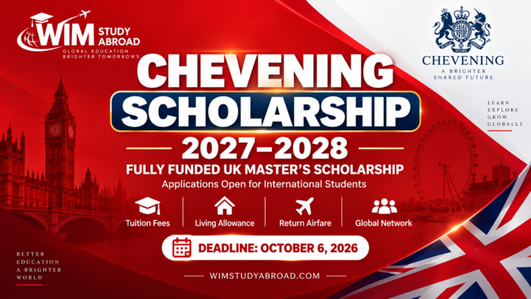 Chevening Scholarship 2027–2028 fully funded UK Master’s scholarship for international students