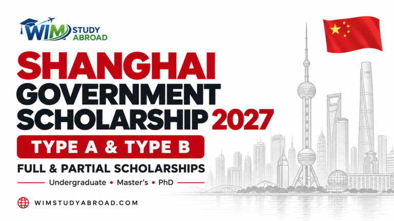 Shanghai Government Scholarship 2027 Type A and Type B scholarships for international students