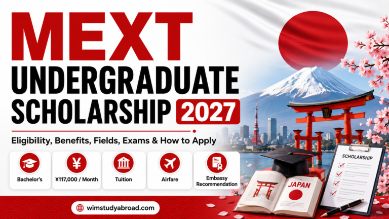 MEXT Undergraduate Scholarship 2027 for international students studying bachelor's degree in Japan