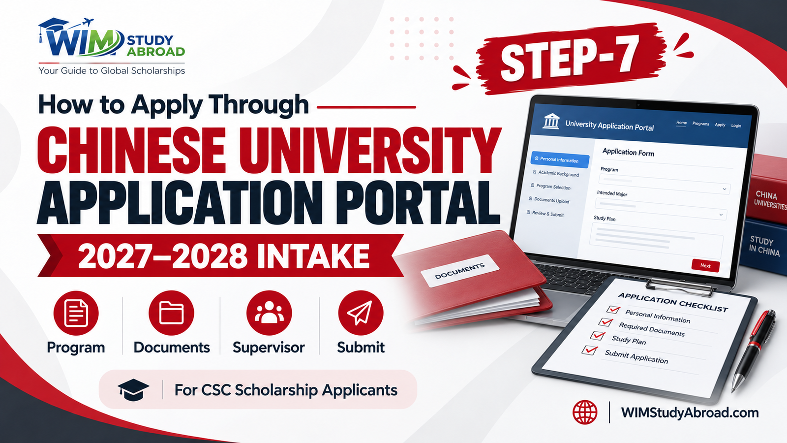 Chinese university application portal for CSC Scholarship 2027–2028 Step 7 guide