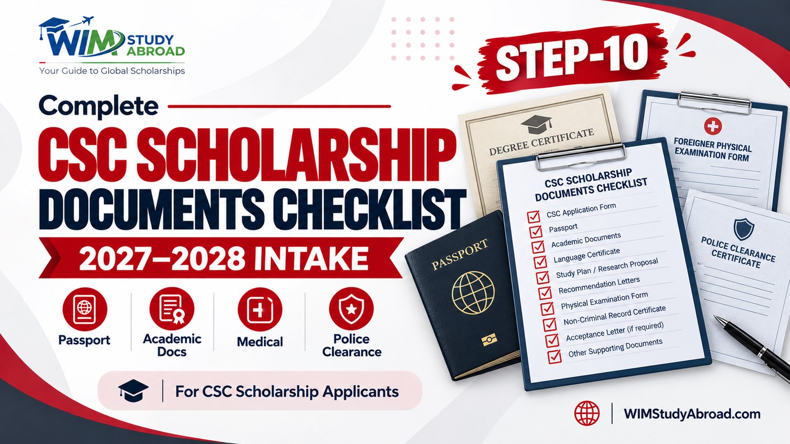 CSC Scholarship Documents Checklist 2027–2028 Step 10 for international applicants